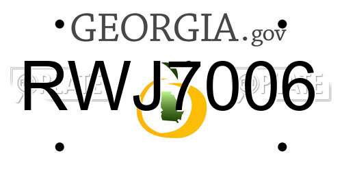 RWJ7006 Georgia License Plate