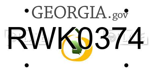 RWK0374 Georgia License Plate