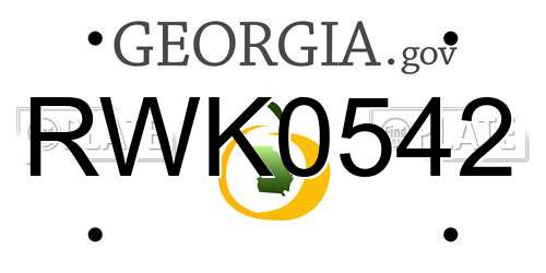 RWK0542 Georgia License Plate