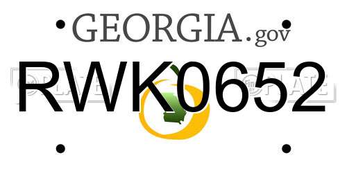 RWK0652 Georgia License Plate