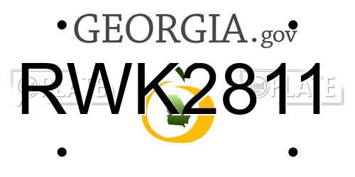 RWK2811 Georgia License Plate