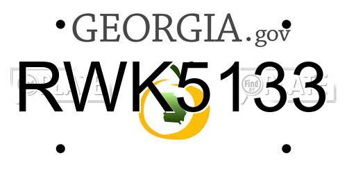 RWK5133 Georgia License Plate