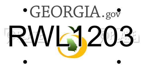 RWL1203 Georgia License Plate