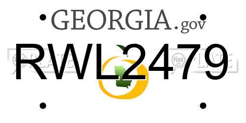 RWL2479 Georgia License Plate