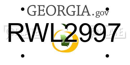 RWL2997 Georgia License Plate