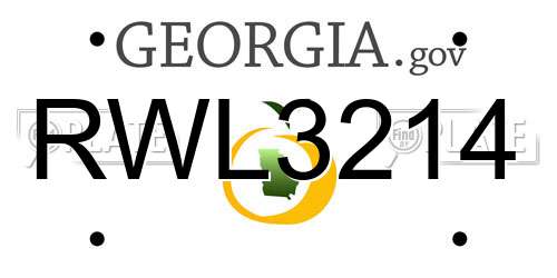 RWL3214 Georgia License Plate