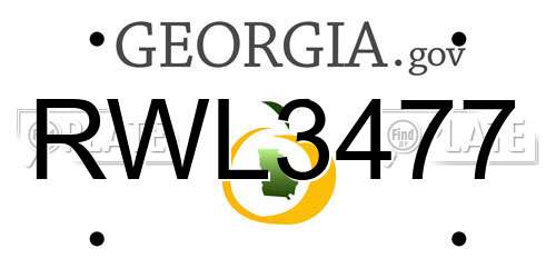RWL3477 Georgia License Plate