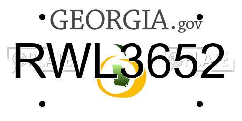 RWL3652 Georgia License Plate