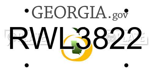 RWL3822 Georgia License Plate