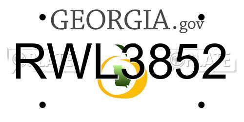 RWL3852 Georgia License Plate