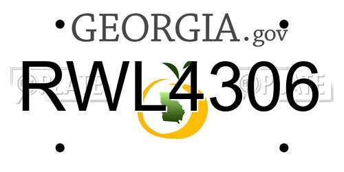 RWL4306 Georgia License Plate