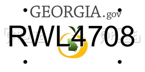 RWL4708 Georgia License Plate
