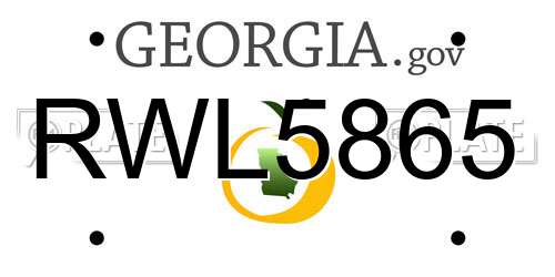 RWL5865 Georgia License Plate