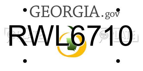 RWL6710 Georgia License Plate
