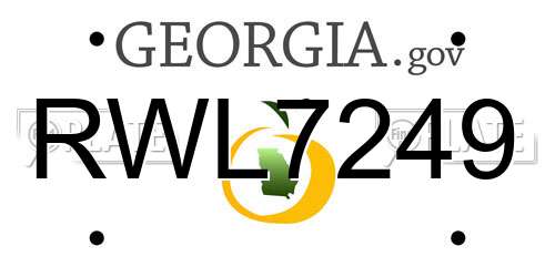 RWL7249 Georgia License Plate