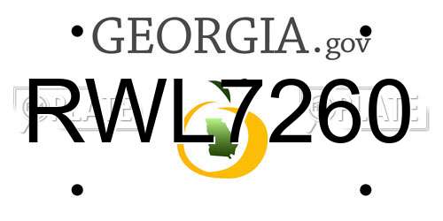 RWL7260 Georgia License Plate