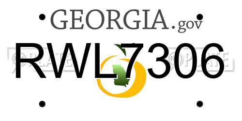 RWL7306 Georgia License Plate