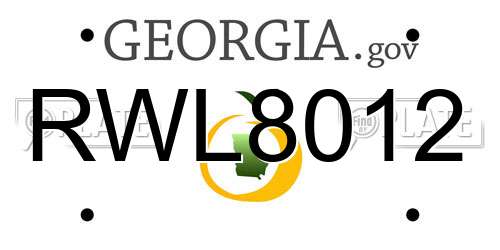 RWL8012 Georgia License Plate