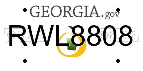 RWL8808 Georgia License Plate
