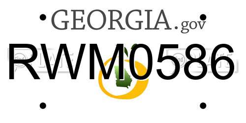 RWM0586 Georgia License Plate