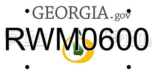 RWM0600 Georgia License Plate