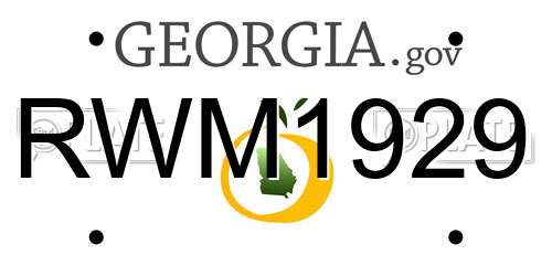 RWM1929 Georgia License Plate