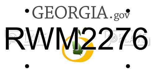 RWM2276 Georgia License Plate