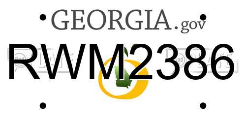 RWM2386 Georgia License Plate