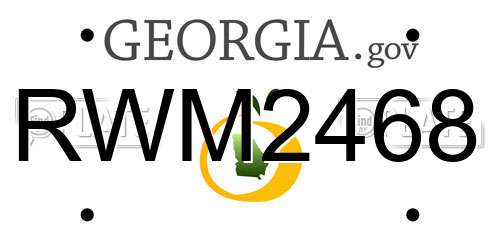 RWM2468 Georgia License Plate