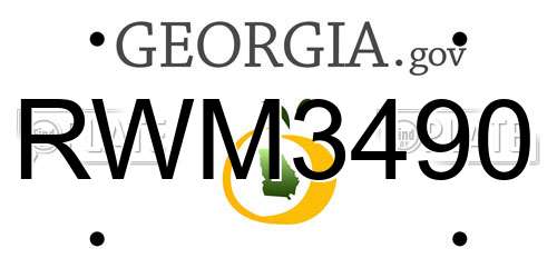 RWM3490 Georgia License Plate