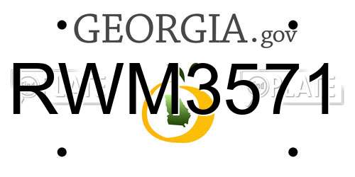 RWM3571 Georgia License Plate