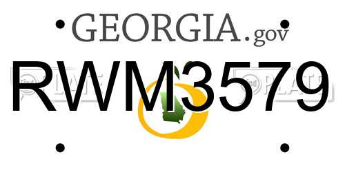 RWM3579 Georgia License Plate
