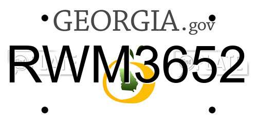 RWM3652 Georgia License Plate