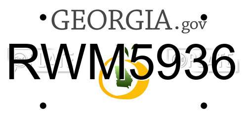 RWM5936 Georgia License Plate