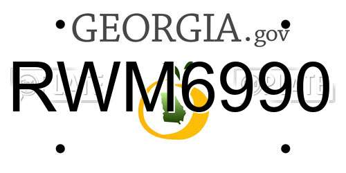 RWM6990 Georgia License Plate