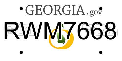 RWM7668 Georgia License Plate