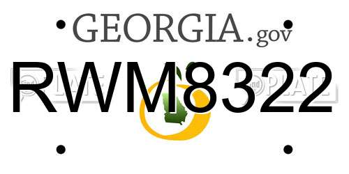 RWM8322 Georgia License Plate