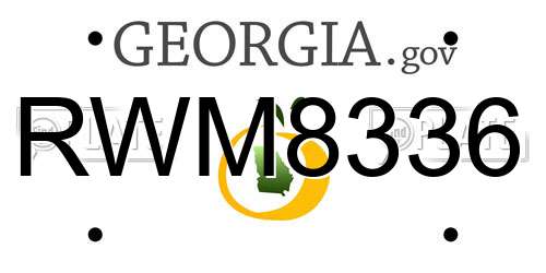 RWM8336 Georgia License Plate