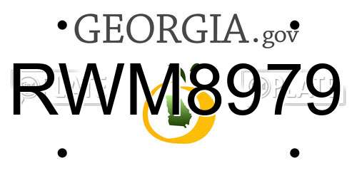 RWM8979 Georgia License Plate