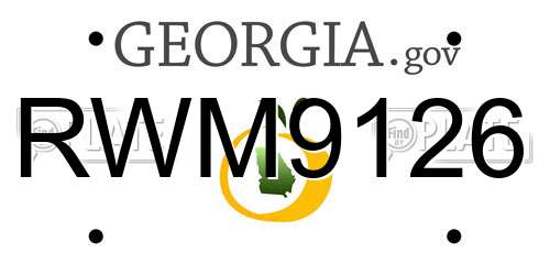RWM9126 Georgia License Plate