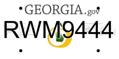 RWM9444 Georgia License Plate