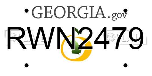 RWN2479 Georgia License Plate