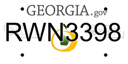 RWN3398 Georgia License Plate
