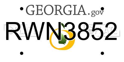 RWN3852 Georgia License Plate