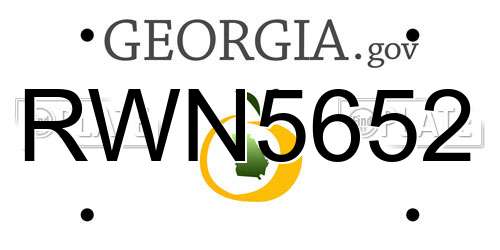 RWN5652 Georgia License Plate