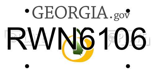 RWN6106 Georgia License Plate
