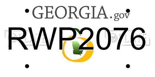 RWP2076 Georgia License Plate