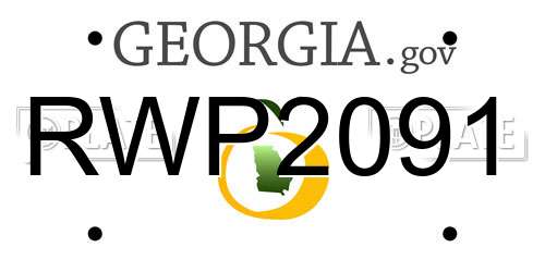 RWP2091 Georgia License Plate