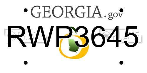 RWP3645 Georgia License Plate