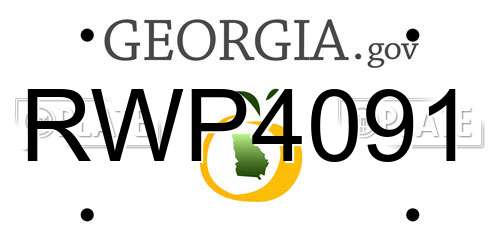 RWP4091 Georgia License Plate